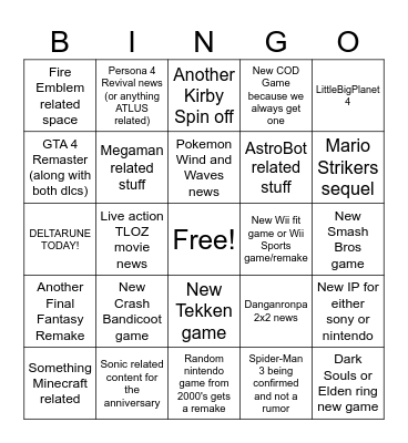3 in one game announcement stream Bingo Card