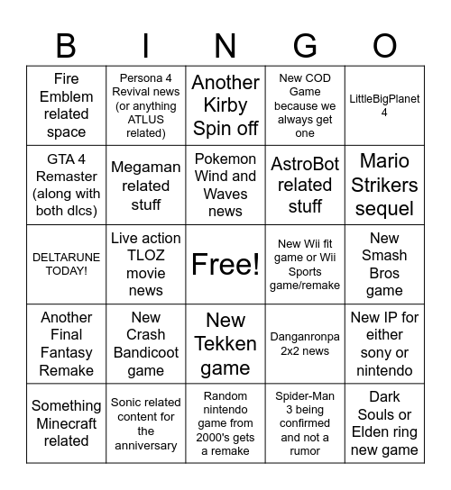3 in one game announcement stream Bingo Card