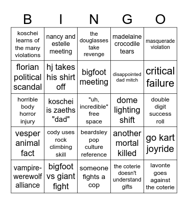 ccod! Bingo Card
