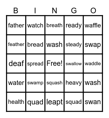 UFLI Lesson 94 Review Bingo Card