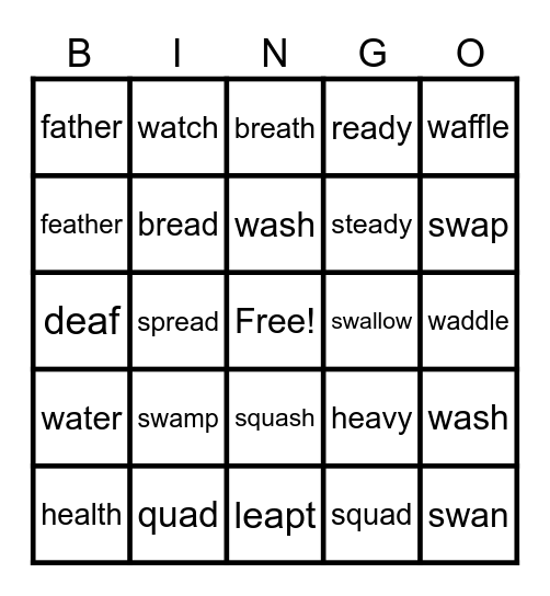 UFLI Lesson 94 Review Bingo Card