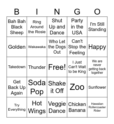 Songs Bingo Card