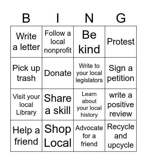 Community Bingo Card