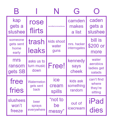 peninsula tingz Bingo Card