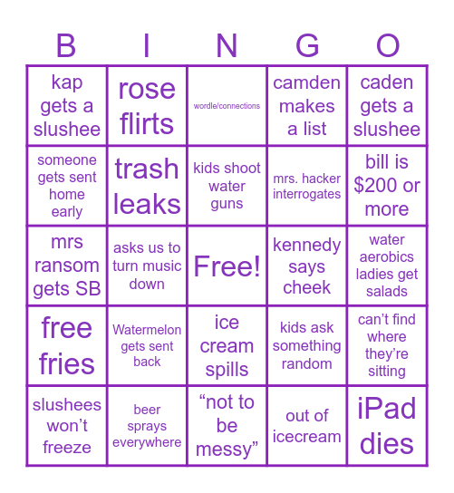 peninsula tingz Bingo Card