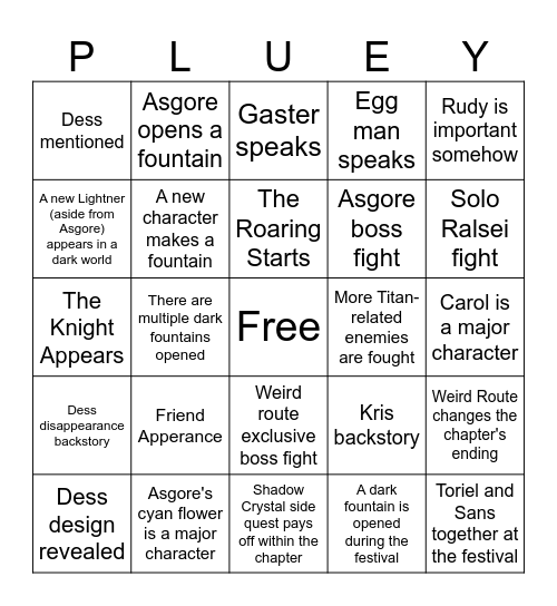 DELTARUNE TOMMORROW !!!!! (Safe Bingo) Bingo Card