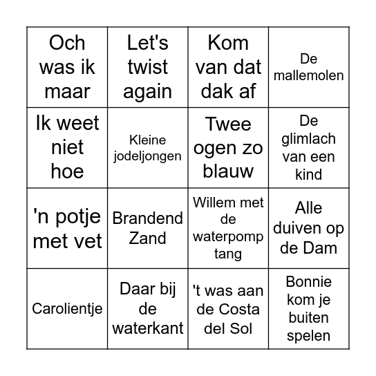 Jubbega ronde 1 Bingo Card