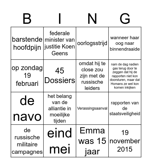 Ellen en Lise PAV Bingo Card