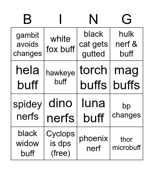 8.5 Bingo Card
