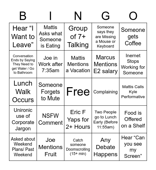 george bingo Card