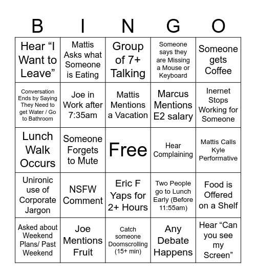 george bingo Card
