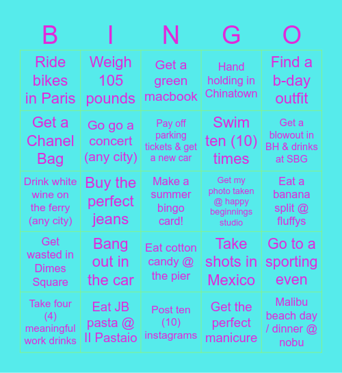 S U M M E R   2 0 2 6   B I N G O Bingo Card