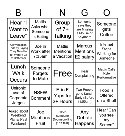 george bingo Card