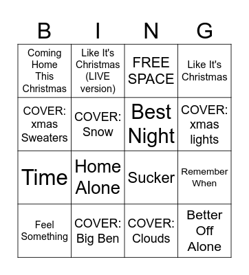 A Very Jonas Christmas Bingo Card