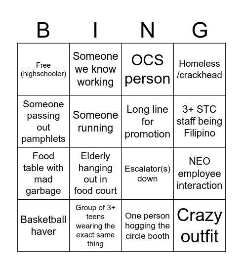 STC BINGO Card