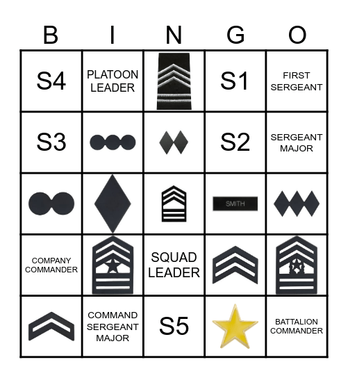 TUHSD ARMY JROTC Bingo Card