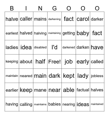 Third Grade Sight Words Bingo Card