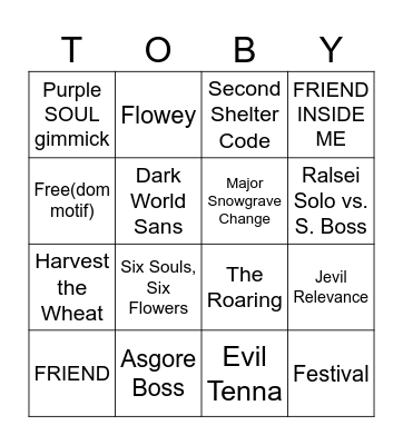 DELTARUNE Bing Bingo Card