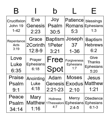 Learning the Bible Bingo Card