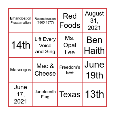 Juneteenth 2026 Bingo Card