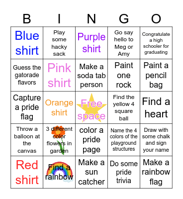 Rainbow day Bingo Card