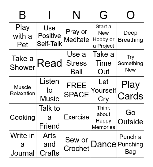 Coping Skills  Bingo Card