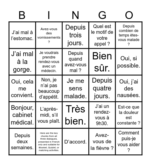 On prend un rendez-vous Bingo Card