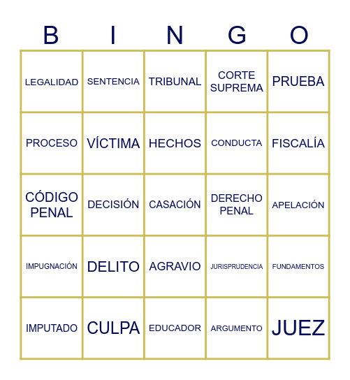 BINGO JURÍDICO Bingo Card