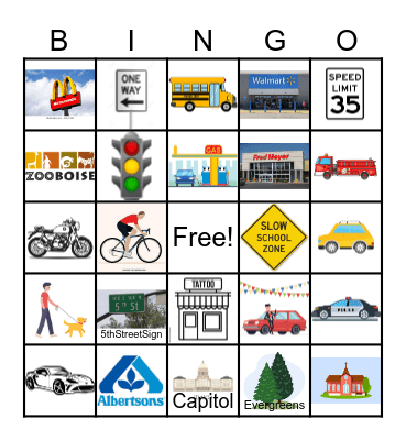 Bus Bingo Card