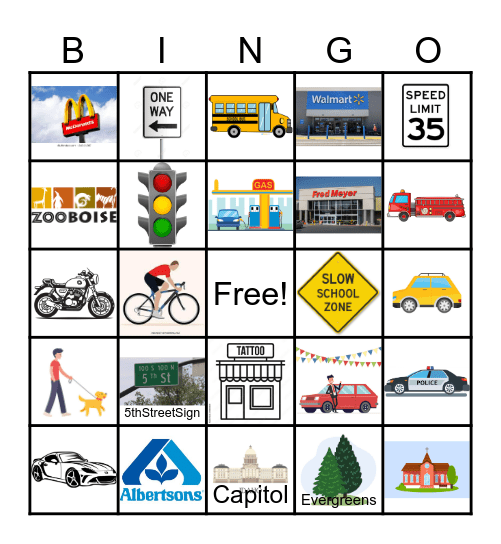 Bus Bingo Card