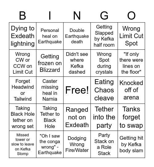 Healer P3 Bingo Card