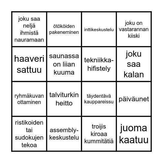 MÖKKIBINGO Card
