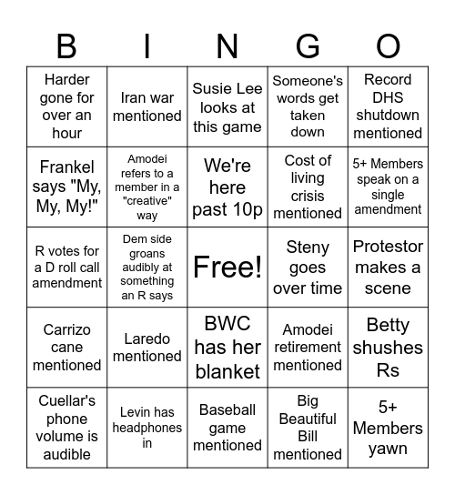 HAC-HS Markup BINGO Card