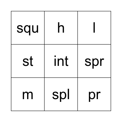 int words Bingo Card