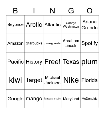 BINGO Card