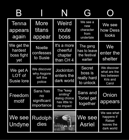 Deltarune Chapter 5 Bingo Card