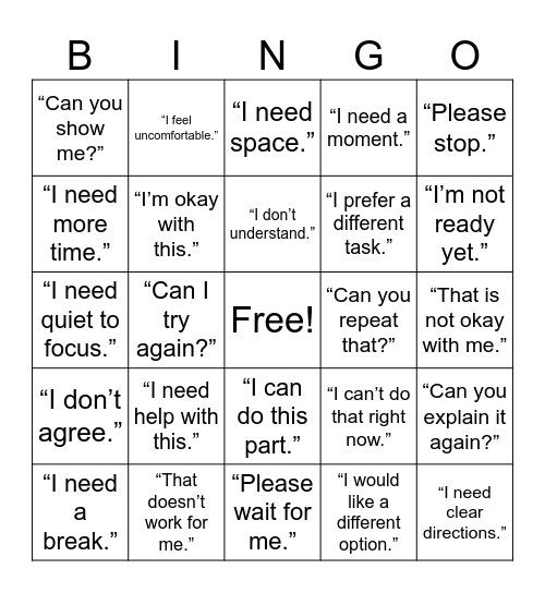 Boundary Bingo Card