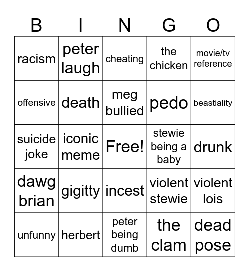 FG Bingo Card