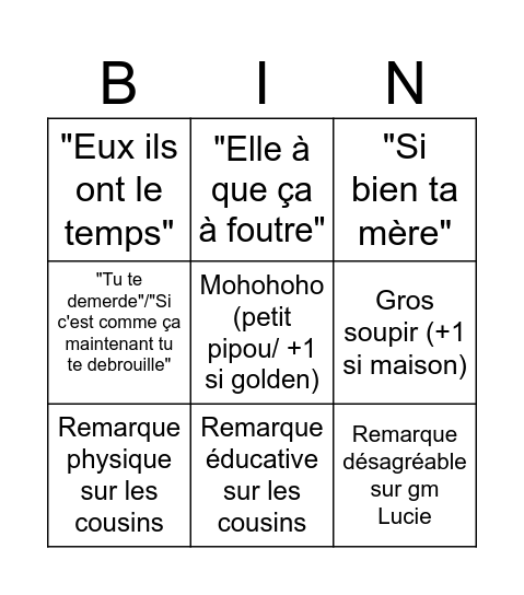 Papa Bingo Card