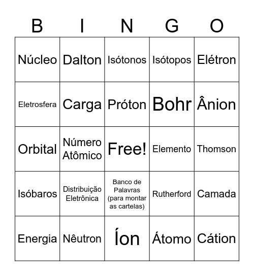 bingo químico Bingo Card