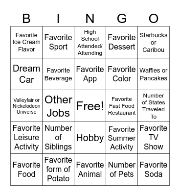 Get To Know You Bingo Card