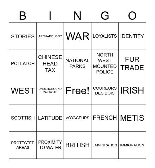 SOCIAL STUDIES 5 Bingo Card