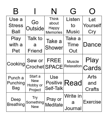 Coping Skills  Bingo Card