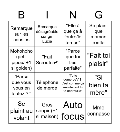Papa Bingo Card