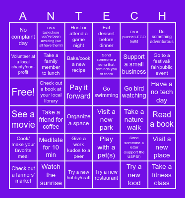 Antech Photo Bingo! Bingo Card