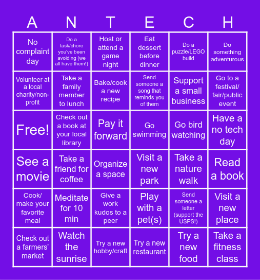 Antech Photo Bingo! Bingo Card