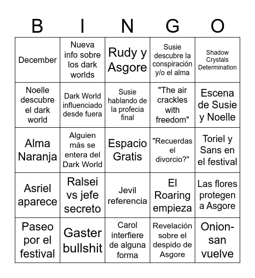DELTARUNE CHAPTER 5 Bingo Card