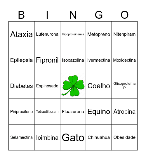 Bingos dos Ectoparasiticidas Bingo Card