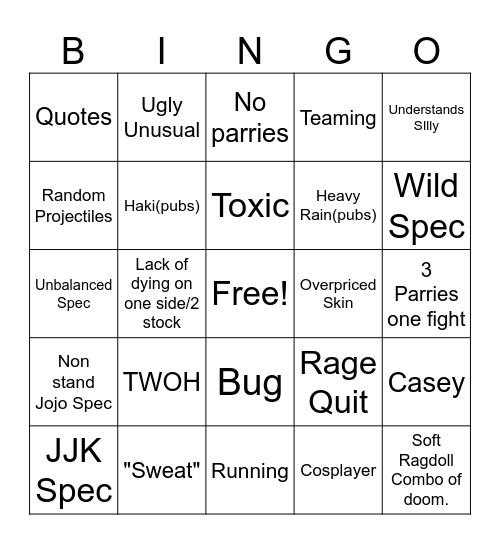 aut Bingo Card
