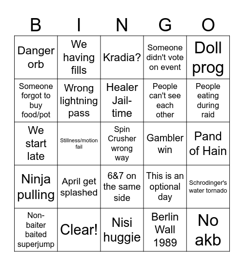 CookieJAR TEA Bingo V1.1 Bingo Card